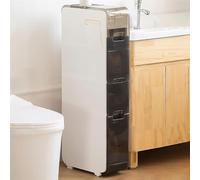 Failjierue Meuble de rangement mince pour salle de bain avec tiroirs et roulettes transparents - Chariot à roulettes autonome autonome pour les petits espaces, les espaces et les coins étroits - 17,5