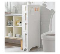 Failjierue Meuble de salle de bain autonome blanc - Rangement d'angle fin en plastique avec étagères, organiseur de toilettes peu encombrant, meuble de sol pour petite salle de bain, cuisine ou