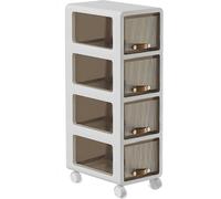 Failjierue Meuble de Salle de Bain étroit et Fin avec tiroirs, Rangement Vertical pour Petits espaces et espaces restreints, Meuble de Rangement indépendant(4-Tiers)