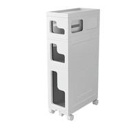 Failjierue Meuble de Salle de Bain Vertical Fin Rangement Mobile étroit avec tiroirs et roulettes, Chariot de Rangement pour Papier Toilette Grande capacité pour Petits espaces(3-Tiers)