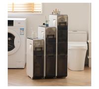 Failjierue Petite armoire de rangement de salle de bain avec porte-papier toilette, organiseur autonome mince pour serviettes, articles de toilette, salle de bain, buanderie, cuisine (3 niveaux)