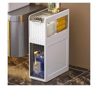 Failjierue Petite armoire de rangement de salle de bain avec tiroirs - Organiseur autonome étroit imperméable pour salle de bain, cuisine, buanderie - Étagère mobile peu encombrante (2 niveaux)