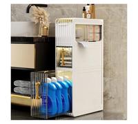 Failjierue Petite armoire de rangement de salle de bain avec tiroirs - Organiseur autonome étroit imperméable pour salle de bain, cuisine, buanderie - Étagère mobile peu encombrante (3 niveaux)