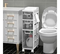 Failjierue Petite armoire de rangement de salle de bain pour petits espaces - Organiseur étroit de papier toilette avec étagères, demi-étagère de salle de bain et toilettes - Unité compacte pour