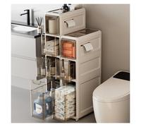 Failjierue Petite armoire de rangement pour serviettes de salle de bain avec tiroirs transparents et roues silencieuses, unité autonome peu encombrante pour espace de cuisine/buanderie (3 niveaux)