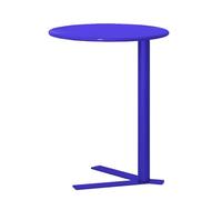 Failjierue Petite table basse ronde en fer forgé en forme de C pour salon, jardin et pique-nique, noir (bleu)