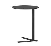 Failjierue Petite table basse ronde en fer forgé en forme de C pour salon, jardin et pique-nique, noir