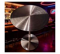 Failjierue Petite table d'appoint en acier inoxydable pour extérieur, patio, bar, bar, bar, bistrot, cocktail, petit déjeuner, pub (50 x 74 cm)