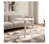 Failjierue Petite table de bar ronde avec dessus et base en métal pour salle à manger, bistrot et extérieur, terrasse, café, bar, beige (40 x 56 cm)