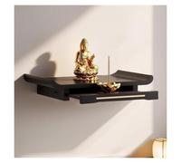 Failjierue Support Mural pour Statue Bouddha, Meuble autel Bureau avec Étagère Télescopique pour Culte Domicile, Mortaise Tenon, Bois Massif(Style 1,38cm)