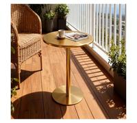 Failjierue Table à cocktail ronde avec dessus et base entièrement en métal pour pub/bar/salle à manger/bistro/café, utilisation intérieure et extérieure, doré (48 x 72 cm)