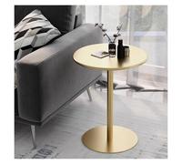 Failjierue Table d'appoint ronde dorée en métal pour cocktail, bistrot, bar, cuisine, petit déjeuner, table à manger (48 x 72 cm)