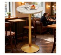 Failjierue Table de bar haute ronde avec plateau en marbre pour bistro/pub/cuisine, salle à manger, chambre à coucher, table de chevet (55 x 95 cm)