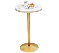 Failjierue Table de bar haute ronde avec plateau en marbre pour bistrot, pub, cuisine, salle à manger, réunion de conférence et utilisation sur le canapé/table de chevet (55 x 95 cm)