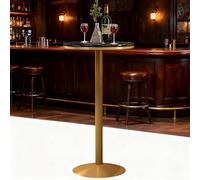Failjierue Table de bistrot de luxe en acier inoxydable avec dessus en marbre, table de bar ronde pour comptoir de café, intérieur ou extérieur, salle à manger, cuisine, bureau (55 x 95 cm)