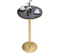 Failjierue Table de salle à manger ronde avec plateau en marbre noir pour bar à petit-déjeuner, cuisine, pub et terrasse de jardin (55 x 95 cm)