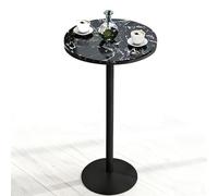 Failjierue Table de salle à manger ronde avec plateau en marbre pour petit déjeuner, pub, bistrot et petit café, noir (55 x 75 cm)