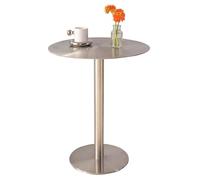 Failjierue Table de salle à manger ronde en acier inoxydable pour intérieur ou extérieur, cocktail, bistro, bar de petit-déjeuner et cuisine (50 x 74 cm)