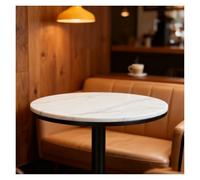 Failjierue Table haute de bar ronde avec plateau en marbre blanc lisse + base en métal stable, table de cocktail pour cuisine, salle à manger, réunions de bistrot et décoration de bar à la maison