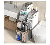 Failjierue Tour de rangement étroite de salle de bain à 3/4/5 niveaux - Armoire haute et fine avec tiroirs transparents pour cuisine, buanderie (4 niveaux)