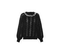 faina Pull-over noir / blanc perle, Taille M-L