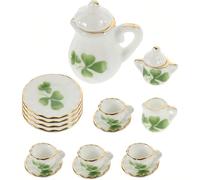 FAINCA 1/12 Ensemble de Thé Miniature, 15 Pièces Service à Thé Maison de Poupée, Service à Thé Miniature en Porcelaine de Poterie de Poupée, Porcelaine pour Maison de Poupée, pour Poupée Barbie
