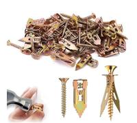 FAINCA 100 Pièces d'Ancrage Autoperceuses 1,2x4cm 50 Vis 0,4x4,5cm Incluses | Cheville Autoforeuse Placo Aucun Perçage Requis Cheville Placo pour Murs Non Massifs pour Crochets Étagères Cadres