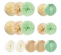 FAINCA 15 Pièces Pompons Deko à Suspendre Lanterne Papier 20 cm 25 cm