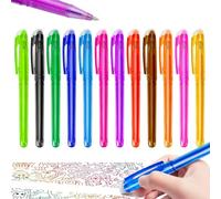 FAINCA Lot de 12 stylos à bille effaçables - 0,5 mm - Multicolores - Pour l'école, le bureau, les cahiers d'étudiants et les notes modifiables