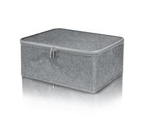 FAINCA Verrouillable Boite Rangement 30x20x14 cm Boite De Rangement Pliable à Fermeture éClair Souple Storage Box pour éTagères Armoires Garde-Robe Gris (Sans Serrure)