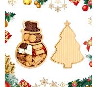 FainFun Assiette de Noel, 2-Pack Assiette Noel, Plat Bonbons, Adaptées aux Fruits, Collations, Fruit, Noix, Petit-déjeuner, Desserts, Plateau de Noël (Bonhomme de neige)