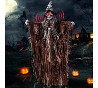 FainFun - Crâne en résine pour Halloween, décoration extérieure, jardin, cour, gouttière, maison hantée (orange)
