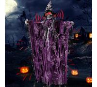 FainFun - Crâne en résine pour Halloween, décoration extérieure, jardin, jardin, cour, gouttière, maison hantée (violet)