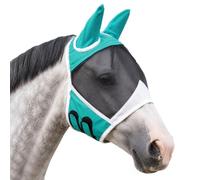 FainFun Masque Anti Mouche Cheval COB, Masque Mouche Cheval avec Protection pour Les Oreilles (Blau, M)