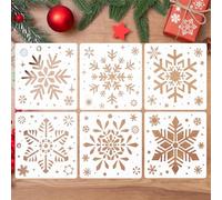 FainFun Pochoirs de Noël, 6 PCS Pochoir Flocon de Neige, Pochoir de Noël pour Fenetre, Pochoir Noel Peinture pour Noël, Vacances d'Hiver, Portes et Fenêtres, Cartes de Vœux, Scrapbooking (20*20cm) (B)