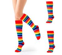 FainFun Regenbogen Socken Damen, 2 Paar Pride Socken Herren, Universelle Größe, Cheerleading-Outfit, Pride Socken für den Alltag und Paraden im Monat des Stolzes(EU 36-42/UK 4-8)