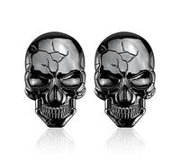 FainFun Stickers Tête de Mort 3D Velo, 2 Pièces Autocollant de Crâne, Autocollants Réservoir Tête de Mort, Cool, Décorez Votre Voiture (Noir)