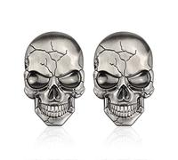 FainFun Stickers Tête de Mort 3D Velo, 2 Pièces Autocollant de Crâne, Autocollants Réservoir Tête de Mort, Cool, Décorez Votre Voiture (Argent)