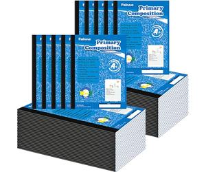 Fainne 50 Packs Primary Composition Notebook Bulk Primary Journal K-2 Grade 9 3/4 x 7 1/2 Inch Primarys Ruled Compositions Book for Kids Draw and Write School Supplies 100 Pages(Blue)