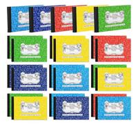 Fainne Lot de 20 cahiers de composition junior 12,7 x 19,5 cm, carnet de composition demi-taille, ligné de 1,9 cm, 50 feuilles, couverture marbrée, petit bloc-notes pour fournitures scolaires