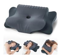 FAIORD Coussins Oreiller Ergonomique Cervical, Coussin Memoire Forme adapté aux Personnes Dormant sur Le Côté, Le Dos et Le Ventre, Oreiller Cervical avec Taie d'oreiller, Bleu Foncé