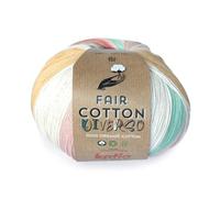 FAIR COTTON DIVERSO de Katia en pelotes de 200 g et 620 mètres (405 - Vert-Rose-Marron)
