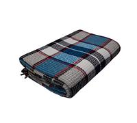 Fair Deluxe Cotton All Seasons Couverture en laine 50 % coton, 30 % polyester, 20 % acrylique | Couverture de canapé, plaid | Couverture en laine avec bordure à franges (bleu/noir/gris à carreaux)