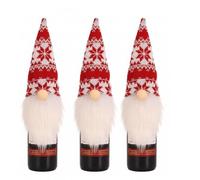 Fair Isle Lot de 3 housses pour bouteille de vin ou de gin Motif lutin de Noël, Rouge et blanc, 12cm Wide and 24cm Long, Moderne