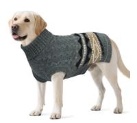 Fair Isle Pull pour chien - Pull d'hiver en tricot avec trou pour harnais | Pull de Noël extensible facile à mettre et à enlever pour grand chien | Vêtements chauds pour labrador, golden retriever