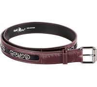 Fair Play Ceinture CLARENCE CHIC bourgogne rouge bordeaux avec vernis et strass, Longueur de la ceinture:80cm