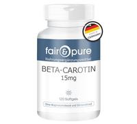 Fair & Pure Beta-Carotène Softgels 15mg, 120 pièces, complément alimentaire sans additifs, fabriqué en Allemagne