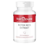Fair & Pure Extrait de riz rouge, 2,95mg de monacoline K par comprimé, faciles à avaler, 200 comprimés, complément alimentaire végétalien sans additifs, fabriqué en Allemagne