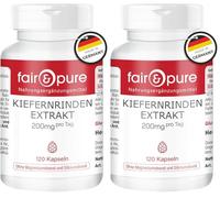 Fair & Pure Extrait d'écorce de pin 200 mg, 120 gélules, 95% de proanthocyanidines, complément alimentaire végétalien sans additifs, fabriqué en Allemagne (Lot de 2)