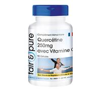 Fair & Pure® - Quercétine 250mg avec vitamine C - 600mg de Vitamine C & 500mg de Quercétine par dose journalière - végan - 90 gélules